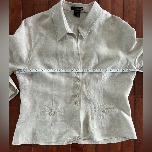 Willi Smith Khaki Linen Button-Up Shirt Jacket Size 16 - Picture 8 of 10